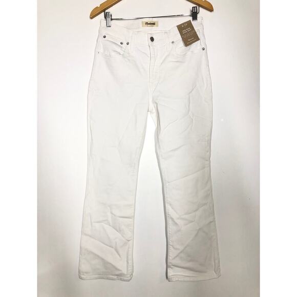 Madewell Kick Out Crop Jeans Mid Rise Flare Leg Denim Pure White NWT 26P - Picture 6 of 12
